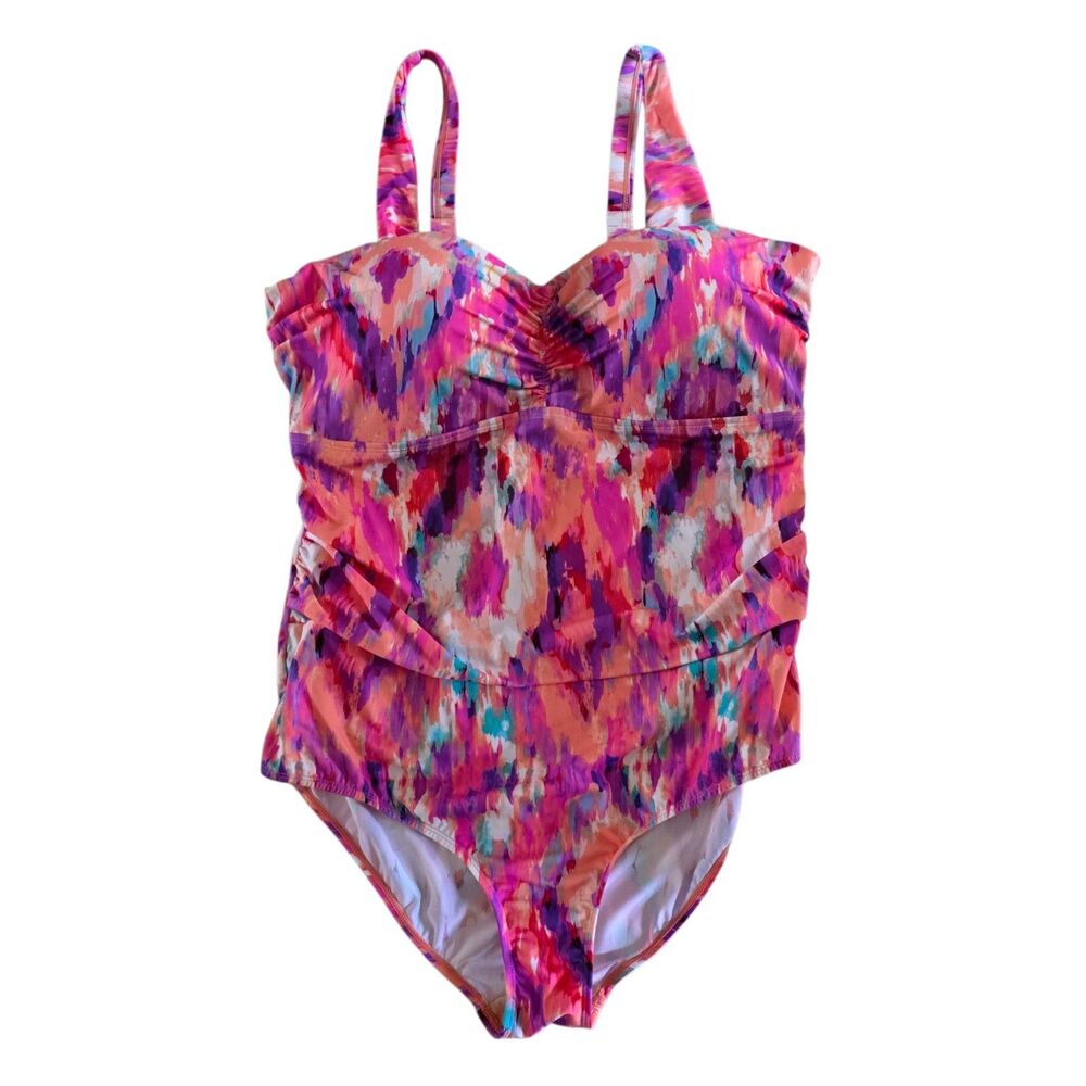Swimsuits For All One Piece Swimsuit Abstract Pink Plus Beach Colorful 22 - Picture 6 of 12